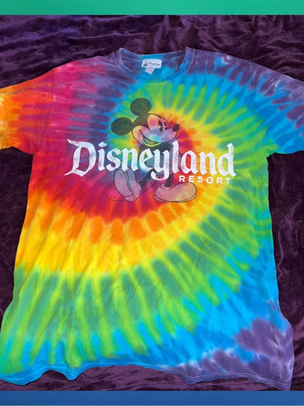 Disney Land Resort Womens Rainbow Tee Tie Dye Mickey Mouse Shirt Authentic
